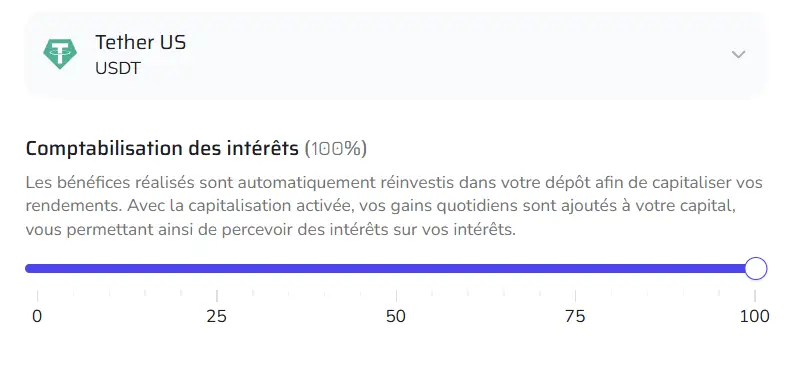 Capitalisation automatique des profits sur Assetara