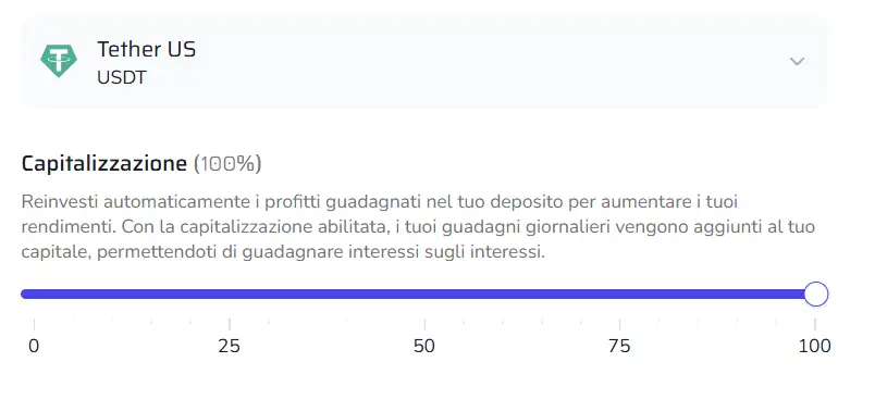 Capitalizzazione automatica profitti deposito Assetara